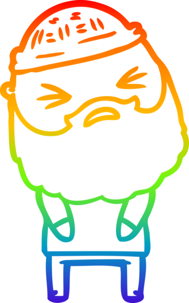 Bir insan tarafından çizilmiş sakallı bir karikatür çizimi.