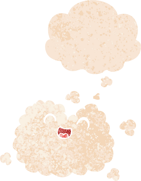 çizgi film mutlu duman bulutu ile grunge sıkıntılı retro stil bir insan tarafından çizilmiş