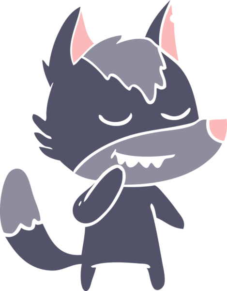 Bir insan tarafından çizilmiş düz renkli çizgi film kurdu.