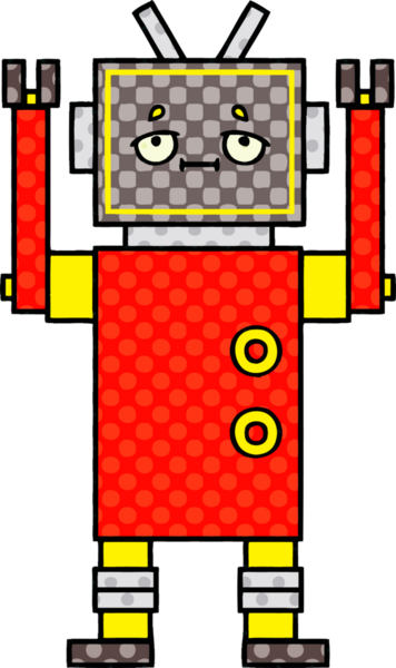bir insan tarafından çizilmiş bir robotun çizgi roman tarzı