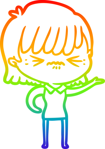 gökkuşağı gradyan çizimi bir insan tarafından çizilmiş bir çizgi film kızı