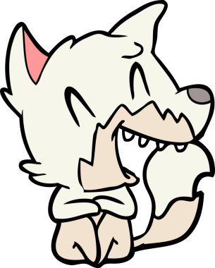 Bir insan tarafından çizilmiş gülen tilki çizgi filmi.