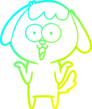 Bir insan tarafından çizilmiş şirin bir çizgi köpeğin soğuk gradyan çizgisi.