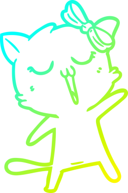 Bir insan tarafından çizilen çizgi film kedisinin soğuk gradyan çizgisi.