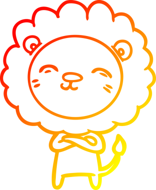 Bir insan tarafından çizilmiş karikatür aslanının sıcak çizgi çizimi