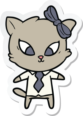 Bir insan tarafından çizilmiş çizgi film kedisinin çıkartması.