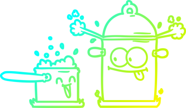 Bir insan tarafından çizilen köpüren tavaların soğuk gradyan çizgileri.