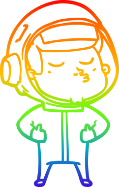 gökkuşağı gradyan çizimi bir çizgi insan tarafından çizilmiş kendinden emin astronot