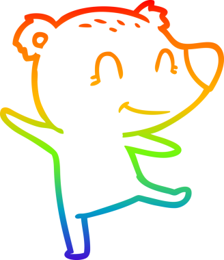 Gökkuşağı gradyan çizgisi bir insan tarafından çizilmiş dost bir ayının çizimi