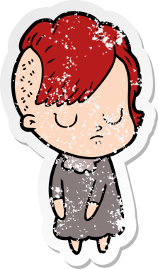 Bir insan tarafından çizilmiş karikatür bir kadının sıkıntılı çıkartması.