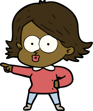 Çizgi film kızı somurtuyor bir insan tarafından