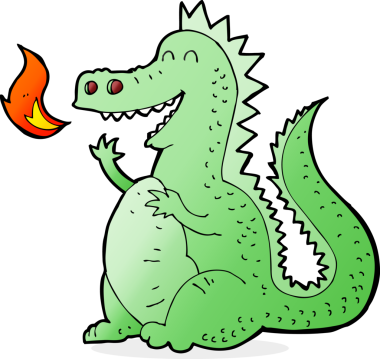 Bir insan tarafından çizilmiş ateş püskürten ejderha.