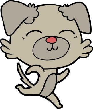 Bir insan tarafından çizilmiş çizgi film köpeği.