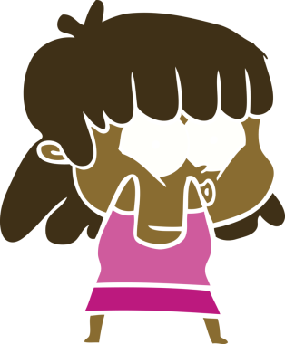 Bir insan tarafından çizilmiş düz renkli bir karikatür.