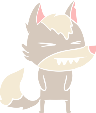 kızgın kurt düz renkli çizgi film bir insan tarafından çizildi.