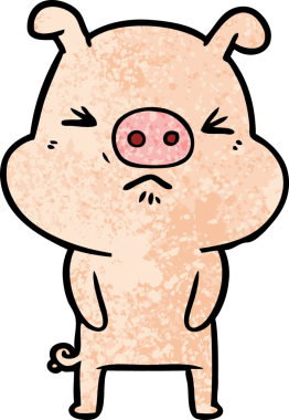 Bir insan tarafından çizilmiş huysuz domuz çizgi filmi.