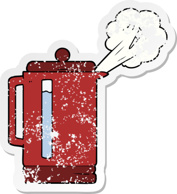 Bir insan tarafından çizilmiş elektrikli su ısıtıcısının sıkıntılı çıkartması.