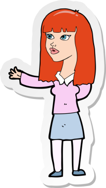 Bir insan tarafından çizilmiş bir şeyi gösteren bir karikatür kadın etiketi.