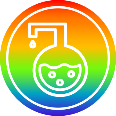 Bilim deneyi dairesel simgesi gökkuşağı gradyan bir insan tarafından çizilmiş