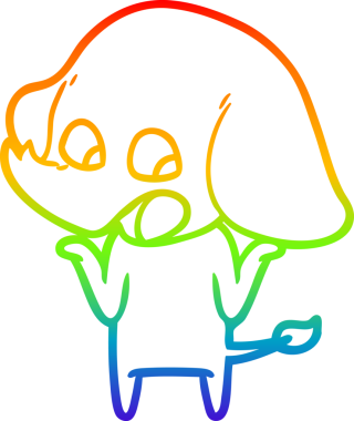 Gökkuşağı gradyan çizgisi bir insan tarafından çizilmiş şirin bir fil çizimi