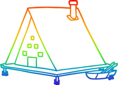 Bir insan tarafından çizilmiş bir göl evinin gökkuşağı gradyanı çizimi