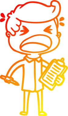 Bir insan tarafından çizilmiş bağıran bir çizgi film satıcısının sıcak çizgi çizimi