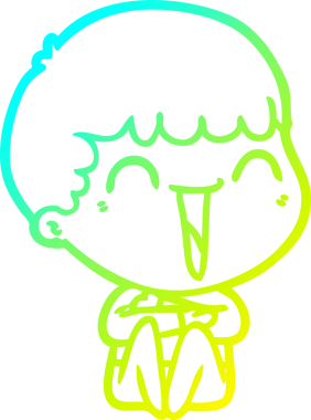 Bir çizgi film çizen soğuk gradyalı mutlu bir adam bir insan tarafından çizilmiş.