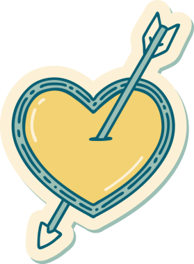 Bir insan tarafından çizilmiş ok ve kalp şeklinde dövme çıkartması.