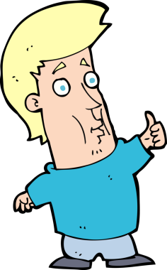 Bir insan tarafından çizilmiş işaret veren çizgi film adamı.