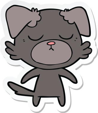 Bir insan tarafından çizilmiş şirin bir köpeğin çıkartması.