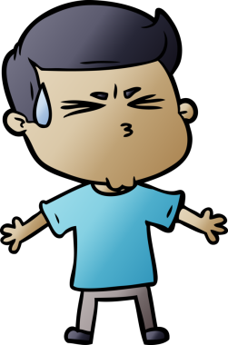 Bir insan tarafından çizilmiş terleyen çizgi film adamı.