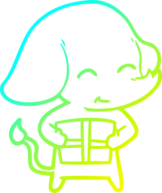 Bir insan tarafından çizilmiş şirin bir filin soğuk gradyan çizimi.