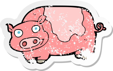 Bir insan tarafından çizilmiş bir domuzun gerilmiş çıkartması.