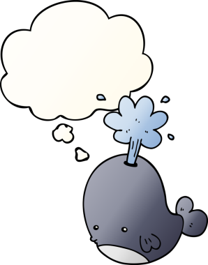 Düşünce baloncuğu olan balina çizgi filmi bir insan tarafından çizilmiş.