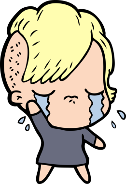 Bir insan tarafından çizilmiş ağlayan kız.