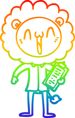 gökkuşağı gradyanı çizimi bir insan tarafından çizilmiş mutlu bir karikatür aslanı