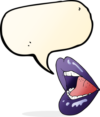 bir insan tarafından çizilmiş bir konuşma baloncuğuyla açık bir ağız.