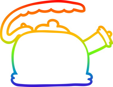 gökkuşağı gradyan çizgi çizimi bir insan tarafından çizilen ıslık çaydanlığı