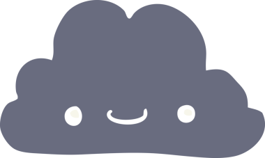 Bir insan tarafından çizilmiş şirin düz renkli çizgi film bulutu