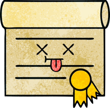 Bir insan tarafından çizilmiş sertifikanın grunge desen karikatürü