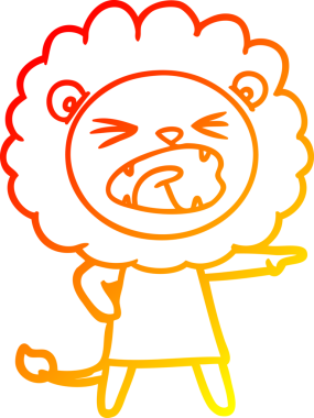 Bir insan tarafından çizilmiş kızgın aslanın sıcak çizgi çizimi.