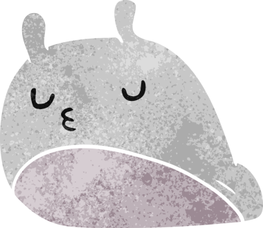 Bir insan tarafından çizilmiş eski çizgi film çizimi kawaii şişman sümüklü böcek.