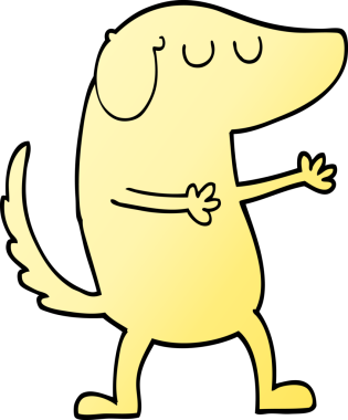 vektör gradyan çizim çizgi filmi mutlu köpek bir insan tarafından çizildi