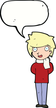 Bir insan tarafından çizilmiş konuşma balonu olan çizgi film dostu bir adam.