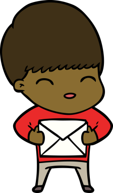 Bir insan tarafından çizilmiş mutlu çizgi film çocuğu.