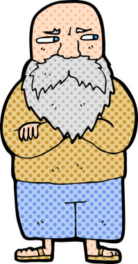 Bir insan tarafından çizilmiş yaşlı adam çizgi filmi.