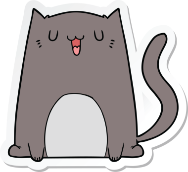 Bir insan tarafından çizilmiş komik bir çizgi film kedisinin çıkartması.