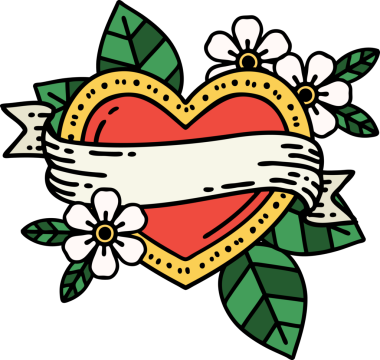 Bir insan tarafından çizilmiş geleneksel kalp ve bayrak şeklinde dövme.