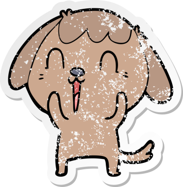 Bir insan tarafından çizilmiş şirin bir köpeğin sıkıntılı çıkartması.