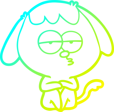 Bir insan tarafından çizilmiş ve sıkılmış bir köpeğin soğuk çizgi çizimi.